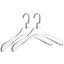 Quality Clear Lucite Acrylic Heavy Duty Coat Suit Hangers ââ‚¬â€œ 2 Pack, Curved Stylish Clothes Hanger with Wide Matte Silver Hooks - Coat Hanger for Dress, Suit - Closet Organizer Adult Hangers