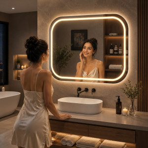 quality glass bathroom led mirror with touch sensor 3 light effects 18 x 24 inch bathroom mirror