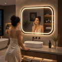 quality glass Bathroom LED Mirror with Touch Sensor, 3 Light Effects (18 x 24 Inch) Bathroom Mirror