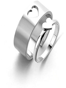 qualityaj adjustable heart couple wrap finger ring alloy silver plated ring set alloy silver plated ring