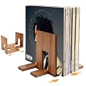 QUALLON Adjustable Vinyl Record Holder Solid Acacia Wood, 20–60 LP Upright Storage Stand with Now Playing Display, Modern Wooden Vinyl Record Storage Organizer for Home Desktop Office