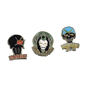 quantum mechanix suicide squad lapel deadshot echantress and captain boomerang pin set