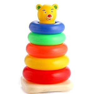 quasar 5 ring stacking colorful teddy rings for growing babies toddlers unique unbelievable activity best fun toys for kids return gift - multicolor