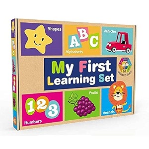 quasar 6 in 1 wooden learning educational abc 123 fruits numbers animals vehicles alphabet slat toy creative 3 year puzzle unique activity best fun toys for kids - multicolor