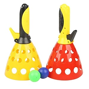 quasar click and catch twin ball non toxic plastic launcher catching basket children adults sports indoor outdoor set unbelievable activity model - color many be vary