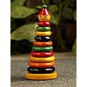 Quasar Wooden Rainbow 10 Color Teddy Stacking Rings Toy Handmade Eco Friendly Wooden Creative Learning Early Development Toddlers Best Fun Toys for Kids Return Gift