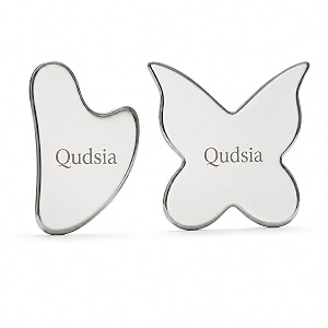 qudisa 2-piece stainless steel gua sha tool set face and body massage tools 4 mm thick facial massagers for jawline neck muscle massage and relaxation mirror polished rust resistant