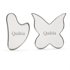 qudisa 2-piece stainless steel gua sha tool set face and body massage tools 5 mm thick facial massagers for jawline neck muscle massage and relaxation mirror polished rust resistant