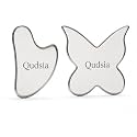 Qudisa 2-Piece Stainless Steel Gua Sha Tool Set, Face and Body Massage Tools, 6 mm Thick Facial Massagers for Jawline, Neck, Muscle Massage and Relaxation, Mirror Polished Rust Resistant