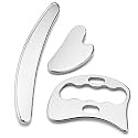 Qudisa 3-Piece Stainless Steel IASTM Tool Set, Professional Muscle Scraping Tools for Gua Sha, Myofascial Techniques, Deep Tissue Techniques, Soft Tissue Care, Physical Therapy Support and Sports Use, 5 mm Thick