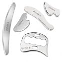 Qudisa 5-Piece Stainless Steel Gua Sha Tool Set, Professional IASTM Muscle Scraping Tools for Gua Sha, Fascia Care, Deep Tissue Techniques, Myofascial Techniques, Physical Therapy Support and Sports Use, Mirror Polish, 5 mm T
