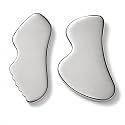Qudisa Stainless Steel Gua Sha Massage Tool Set, 2-Piece Facial and Body Massage Tools for Face, Neck and Body, Muscle Massage, Soft Tissue Care and Relaxation 5 mm thick