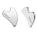 ̥Qudisa Stainless Steel Gua Sha Set, 2-Piece Heart Shape and B Shape Facial Massage Tools, 8 mm Thick Face Massager for Facial Massage, Skin Care and Relaxation