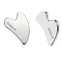 ̥Qudisa Stainless Steel Gua Sha Set, 2-Piece Heart Shape and B Shape Facial Massage Tools, 5 mm Thick Face Massager for Facial Massage, Skin Care and Relaxation