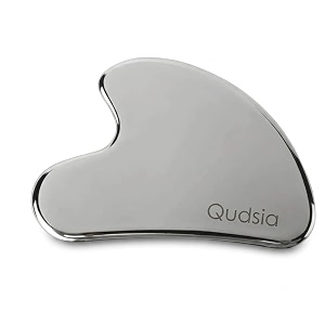 qudisa stainless steel gua sha tool for face and neck professional facial massage scraper for skincare jawline and facial massage relaxation and self care 8 mm thick