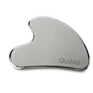 qudisa stainless steel gua sha tool for face and neck professional facial massage scraper for skincare jawline and facial massage relaxation and self care 6 mm thick