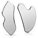 Qudisa Stainless Steel Gua Sha Tool Set, 2-Piece Face and Body Massage Tools, 5 mm Thick Facial and Muscle Scraping Tools for Jawline, Neck, Back and Relaxation