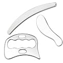 Qudisa Stainless Steel IASTM Tool Set, 3-Piece Professional Muscle Scraping Tools for Gua Sha, Myofascial Techniques, Deep Tissue Techniques, Trigger Point Care, Physical Therapy Support and Sports Use, 6 mm Thick