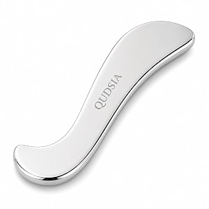 qudisa stainless steel neck iastm tool ergonomic s-shape gua sha muscle scraper for neck shoulders and body deep tissue techniques fascia care physiotherapy support and relaxation 5 mm thick