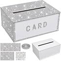 Queekay DIY Rhinestone Wooden Wedding Card Box with Slot Lid Letter Sticker