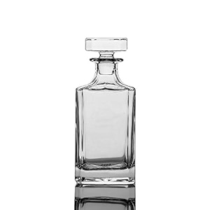 queenstone lead free square 25oz whiskey decanter with glass stopper
