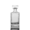 QUEENSTONE LEAD FREE Square 25oz Whiskey Decanter with Glass Stopper.