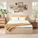 Queen Boneless Bed Frame with Mattress, 16 Inch Memory Foam Mattress with Plush Fabric Upholstered Bed Frame Platform, No Assembly Required,Cool Night & Relieve Pressure with Medium Support, Beige