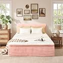 Queen Boneless Bed Frame with Mattress, 16 Inch Memory Foam Mattress with Plush Fabric Upholstered Bed Frame Platform, No Assembly Required,Cool Night &amp; Relieve Pressure with Medium Support, Pink