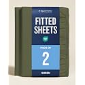 Queen Fitted Sheet - Pack of 2 Single Fitted Bottom Sheet Only - Sage Green