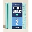 Queen Fitted Sheet - Pack of 2 Single Fitted Bottom Sheet Only - Spa Blue
