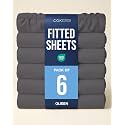 Queen Fitted Sheet - Pack of 2 Single Fitted Bottom Sheet Only - Dark Grey