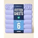 Queen Fitted Sheet - Pack of 6 Single Fitted Bottom Sheet Only - Lavender