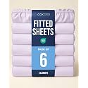 Queen Fitted Sheet - Pack of 6 Single Fitted Bottom Sheet - Light Lavender