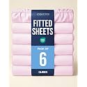 Queen Fitted Sheet - Pack of 6 Single Fitted Bottom Sheet Only - Light Pink