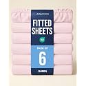 Queen Fitted Sheet - Pack of 6 Single Fitted Bottom Sheet - Lavender Pink