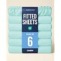 Queen Fitted Sheet - Pack of 6 Single Fitted Bottom Sheet Only - Spa Blue