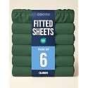 Queen Fitted Sheet - Pack of 6 Single Fitted Bottom Sheet - Emerald Green