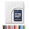 Queen Fitted Sheet - Single Fitted Sheet Only - 8-16" Deep Pockets - White