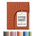 Queen Fitted Sheet - Single Fitted Sheet Only - Deep Pockets - Terracotta