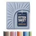Queen Fitted Sheet - Single Fitted Sheet Only - Cooling - Heathered Blue
