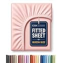 Queen Fitted Sheet - Single Fitted Sheet Only - Deep Pockets - Baby Pink