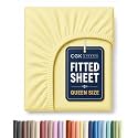 Queen Fitted Sheet - Single Fitted Sheet Only - 8-16" Deep Pockets - Yellow