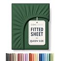 Queen Fitted Sheet - Single Fitted Sheet Only - Cooling - Emerald Green