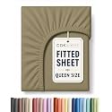 Queen Fitted Sheet - Single Fitted Sheet Only - 8-16" Deep Pockets - Khaki