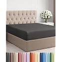 Queen Fitted Sheet - Single Fitted Sheet Only - Deep Pockets - Charcoal