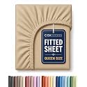 Queen Fitted Sheet - Single Fitted Sheet Only - Cooling - Heathered Tan