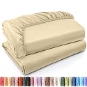 Pack of 2 Twin Fitted Sheet, Fits Up to 15 Inch Deep Pocket, Beige