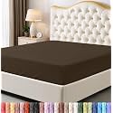 Queen Fitted Sheet, Ultra Soft Fits Up to 15 Inch Deep Pocket, Brown