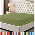 Queen Fitted Sheet, Ultra Soft Fits Up to 15 Inch Deep Pocket, Olive