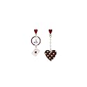 Queen of Hearts Earrings for Women Asymmetric Clock Poker Rabbit Dangle Earrings Red Heart Poker Drop Earring Queen of Hearts Costume Accessories Trendy Jewelry for Women